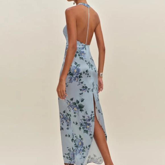 Reformation Ivan Silk Dress Blue - Size 6 - Picture 4 of 6